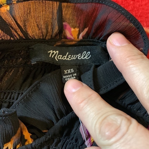 Madewell Georgette Ruffle-Collar Smocked Top in Falling Freesias NWT size XXS - Picture 7 of 8